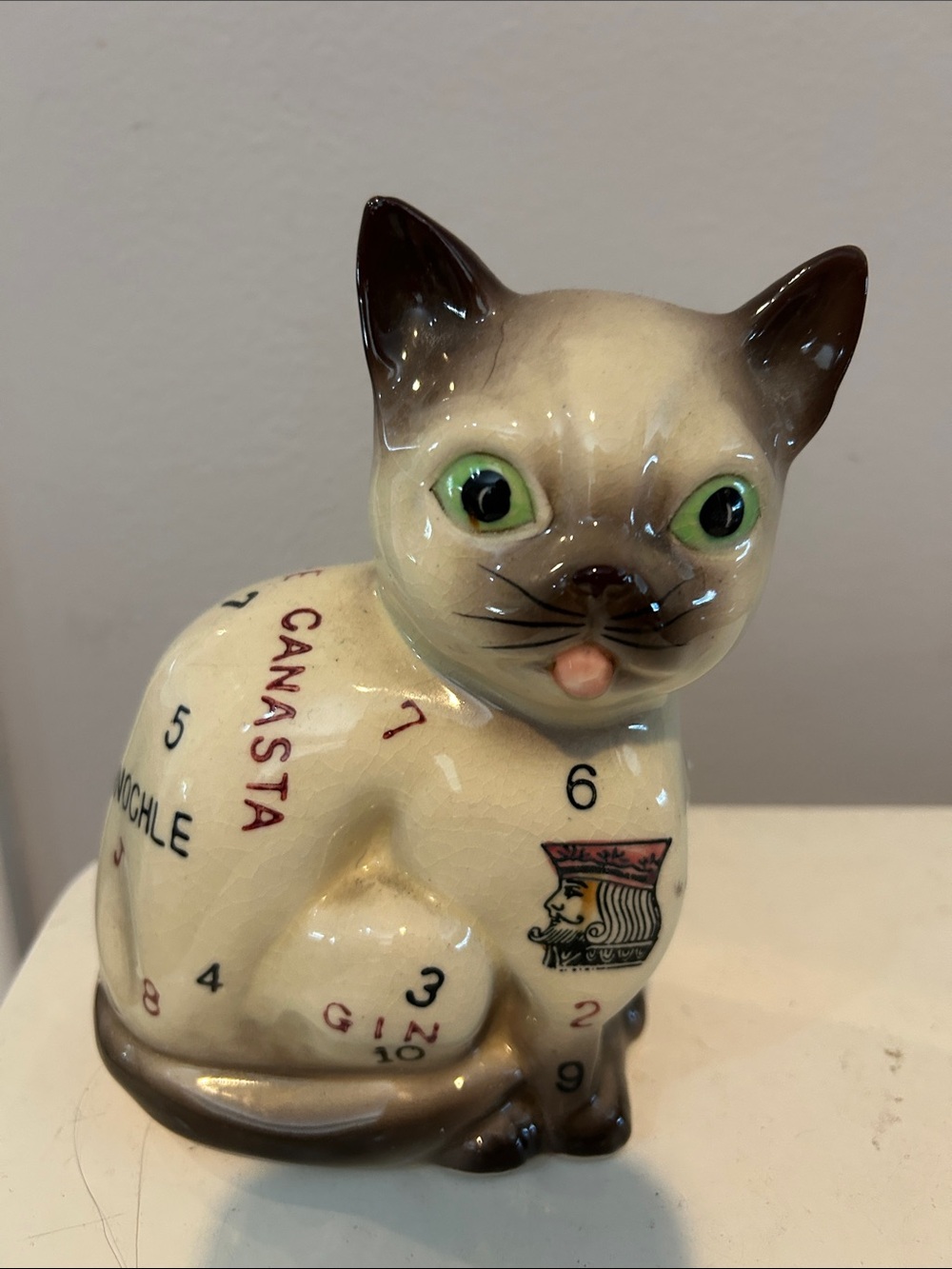 Vintage MCM cat card games piggy bank !  L&M Inc Japan